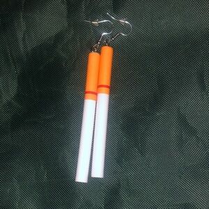 Quirky Orange and White Cigarette Earrings